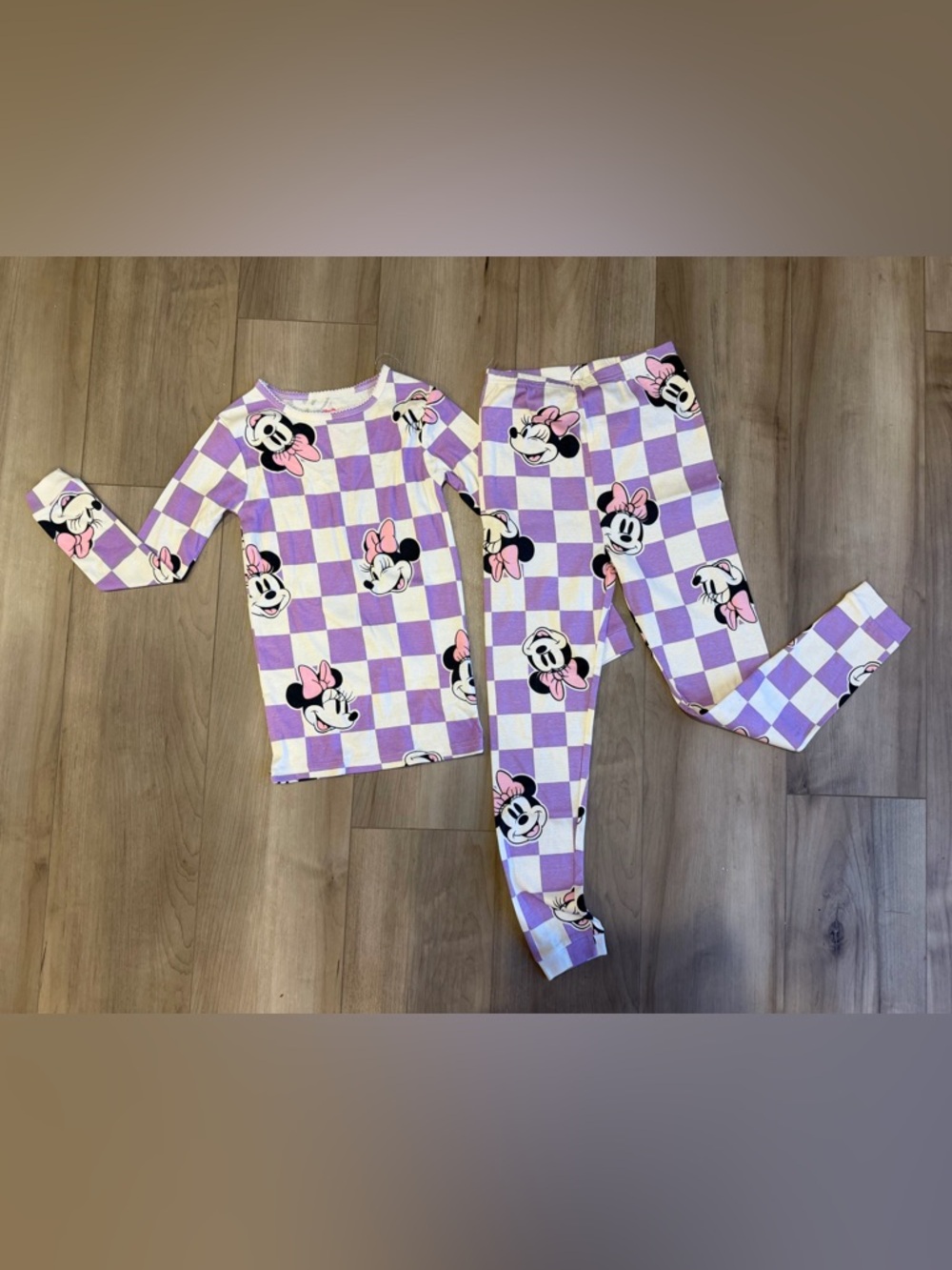 Minnie Mouse Purple Check Kids Pajama Set
